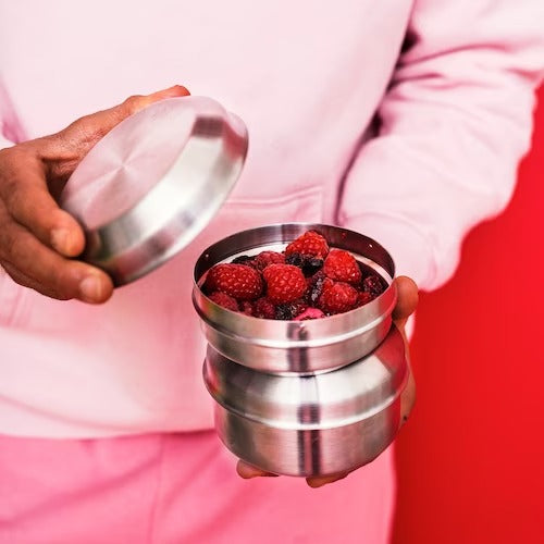 IKEA LATTUGGAD Snack container, set of 2, stainless steel | Food containers | Storage & organisation | Eachdaykart