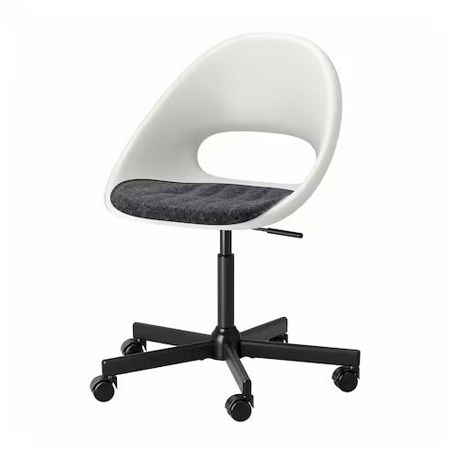 IKEA LOBERGET / MALSKAR Swivel chair + pad, white black/dark grey | IKEA Desk chairs for home | IKEA Desk chairs | Eachdaykart