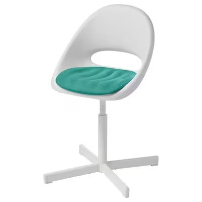 IKEA LOBERGET / SIBBEN Children’s desk chair with pad, white/turquoise | IKEA Small chairs | IKEA Children's chairs | Eachdaykart