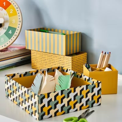 IKEA LYSMASK Box, set of 4, patterned/multicolour | IKEA Children's boxes & baskets | IKEA Storage boxes & baskets | IKEA Small storage & organisers | Eachdaykart