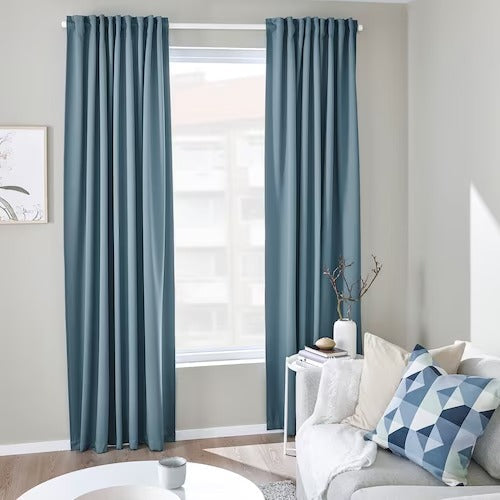 IKEA MAJGULL Block-out curtains, 1 pair, grey-blue | IKEA Block-out curtains | IKEA Curtains | Eachdaykart