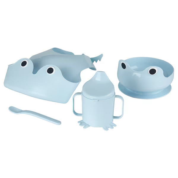 IKEA MATA 4-piece eating set, light blue | Nursing | IKEA feeding | IKEA Eating set for baby | IKEA
