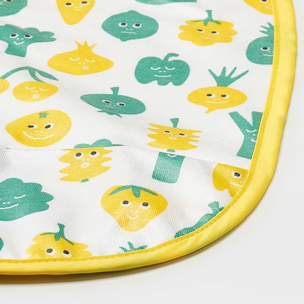 IKEA MATVRA Bib, fruit/vegetables pattern/green yellow | Pack of 2