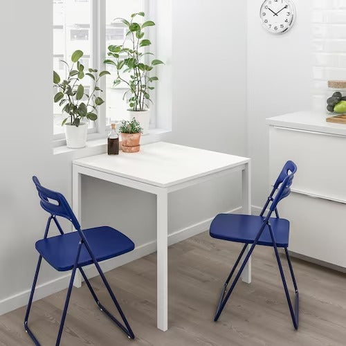 IKEA MELLTORP / NISSE Table and 2 folding chairs, white/dark blue-lilac |  IKEA Dining sets up to 2 chairs | IKEA Dining sets | Eachdaykart