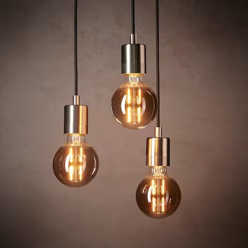 IKEA MOLNART LED bulb E27 120 lumen, globe grey clear glass, 95 mm (4 ") | IKEA LED bulbs | Eachdaykart