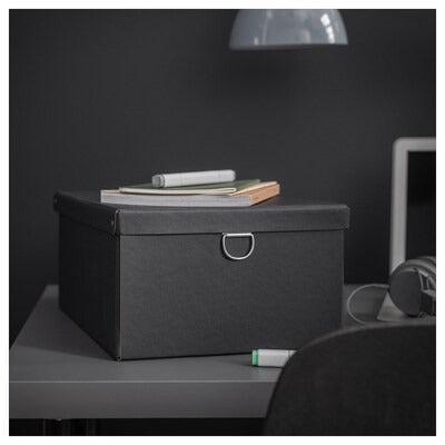 IKEA NIMM Storage box with lid, black | IKEA Paper & media boxes | IKEA Storage boxes & baskets | IKEA Small storage & organisers | Eachdaykart