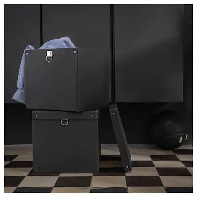IKEA NIMM Storage box with lid, black | IKEA Paper & media boxes | IKEA Storage boxes & baskets | IKEA Small storage & organisers | Eachdaykart