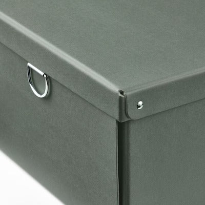 IKEA NIMM Storage box with lid, grey-green | IKEA Paper & media boxes | IKEA Storage boxes & baskets | IKEA Small storage & organisers | Eachdaykart