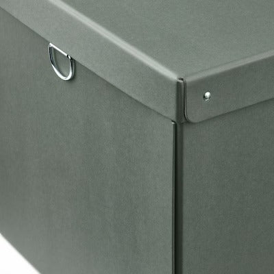 IKEA NIMM Storage box with lid, grey-green | IKEA Paper & media boxes | IKEA Storage boxes & baskets | IKEA Small storage & organisers | Eachdaykart