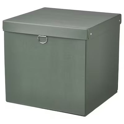 IKEA NIMM Storage box with lid, grey-green | IKEA Paper & media boxes | IKEA Storage boxes & baskets | IKEA Small storage & organisers | Eachdaykart