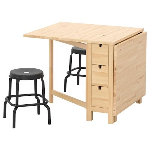 IKEA NORDEN / RASKOG Table and 2 stools, birch/black |  IKEA Dining sets up to 2 chairs | IKEA Dining sets | Eachdaykart