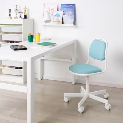 IKEA ORFJALL Children's desk chair, white/Vissle blue/green | IKEA Children's desk chairs | IKEA Children's chairs | Eachdaykart