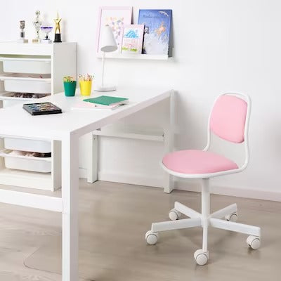 IKEA ORFJALL Children's desk chair, white/Vissle pink | IKEA Children's desk chairs | IKEA Children's chairs | Eachdaykart