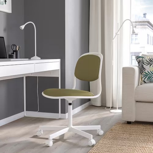 IKEA ORFJALL Swivel chair, white/Vissle yellow-green | IKEA Desk chairs for home | IKEA Desk chairs | Eachdaykart