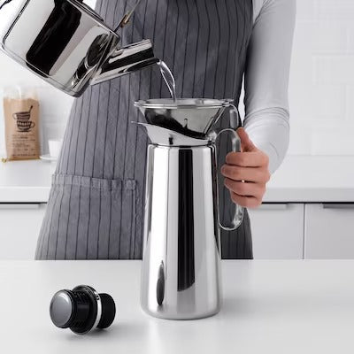 IKEA OVERST 3-piece metal filter coffee set, stainless steel | IKEA Coffee makers & accessories | IKEA Coffee & tea | Eachdaykart