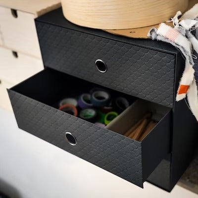 IKEA PALLRA Mini chest with 3 drawers, black | IKEA Paper & media boxes | IKEA Storage boxes & baskets | IKEA Small storage & organisers | Eachdaykart
