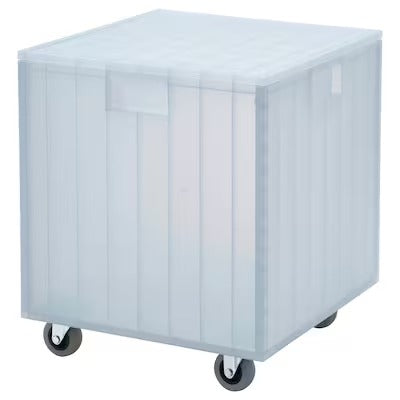 IKEA PANSARTAX Box with castors and lid, transparent grey-blue | IKEA Secondary storage boxes | IKEA Storage boxes & baskets | IKEA Small storage & organisers | Eachdaykart