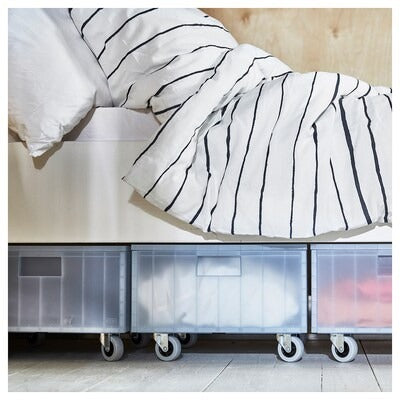 IKEA PANSARTAX Box with castors and lid, transparent grey-blue | IKEA Secondary storage boxes | IKEA Storage boxes & baskets | IKEA Small storage & organisers | Eachdaykart