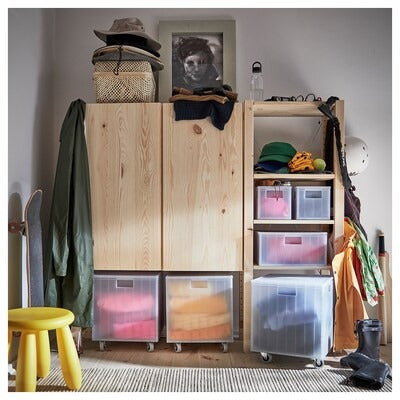 IKEA PANSARTAX Box with castors and lid, transparent grey-blue | IKEA Secondary storage boxes | IKEA Storage boxes & baskets | IKEA Small storage & organisers | Eachdaykart