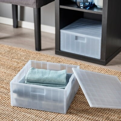 IKEA PANSARTAX Storage box with lid, transparent grey-blue | IKEA Secondary storage boxes | IKEA Storage boxes & baskets | IKEA Small storage & organisers | Eachdaykart