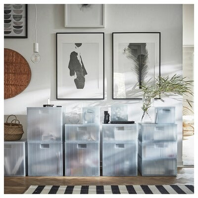 IKEA PANSARTAX Storage box with lid, transparent grey-blue | IKEA Secondary storage boxes | IKEA Storage boxes & baskets | IKEA Small storage & organisers | Eachdaykart