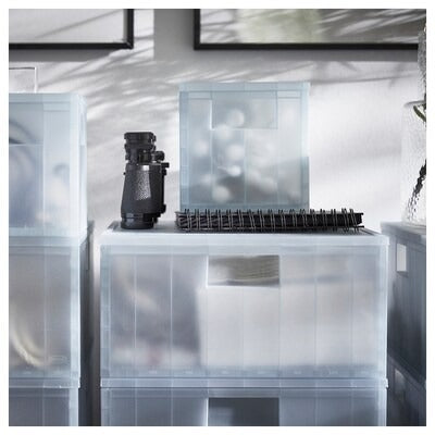 IKEA PANSARTAX Storage box with lid, transparent grey-blue | IKEA Secondary storage boxes | IKEA Storage boxes & baskets | IKEA Small storage & organisers | Eachdaykart