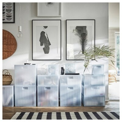 IKEA PANSARTAX Storage box with lid, transparent grey-blue | IKEA Secondary storage boxes | IKEA Storage boxes & baskets | IKEA Small storage & organisers | Eachdaykart