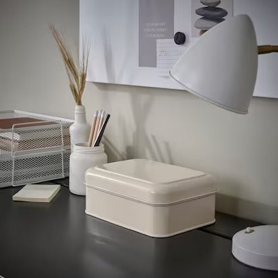 IKEA PLOGFARA Storage box with lid, light beige | IKEA Paper & media boxes | IKEA Storage boxes & baskets | IKEA Small storage & organisers | Eachdaykart