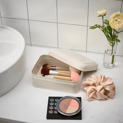 IKEA PLOGFARA Storage box with lid, light beige | IKEA Paper & media boxes | IKEA Storage boxes & baskets | IKEA Small storage & organisers | Eachdaykart