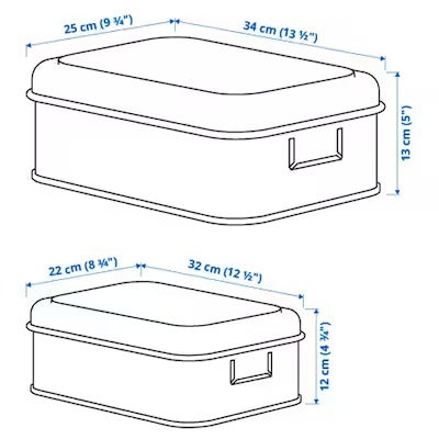 IKEA PLOGFARA Storage box with lid, set of 2, light beige | IKEA Paper & media boxes | IKEA Storage boxes & baskets | IKEA Small storage & organisers | Eachdaykart