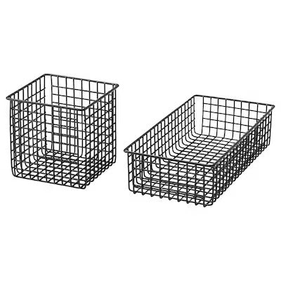 IKEA PLUGGLAND Wire basket, set of 2, black | IKEA Baskets | IKEA Storage boxes & baskets | IKEA Small storage & organisers | Eachdaykart