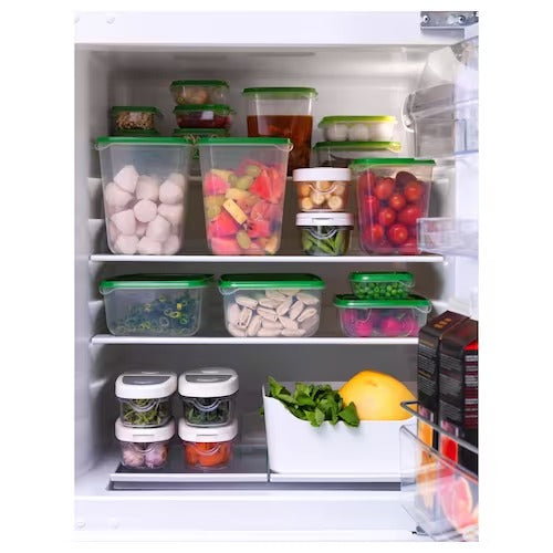 IKEA PRUTA Food container, set of 17, transparent/green | Food containers | Storage & organisation | Eachdaykart