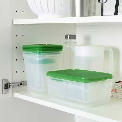IKEA PRUTA Food container, set of 17, transparent/green | Food containers | Storage & organisation | Eachdaykart