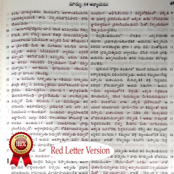 Telugu Bible (O.V) (AMITY) Classic Plus, large print and Red letter Edition with Zip By BSI - Telugu Bibles