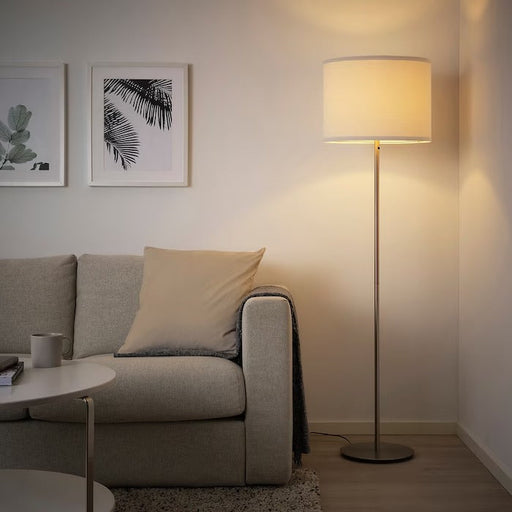 IKEA RINGSTA / SKAFTET Floor lamp, white/nickel-plated | IKEA Floor Lamps | Eachdaykart