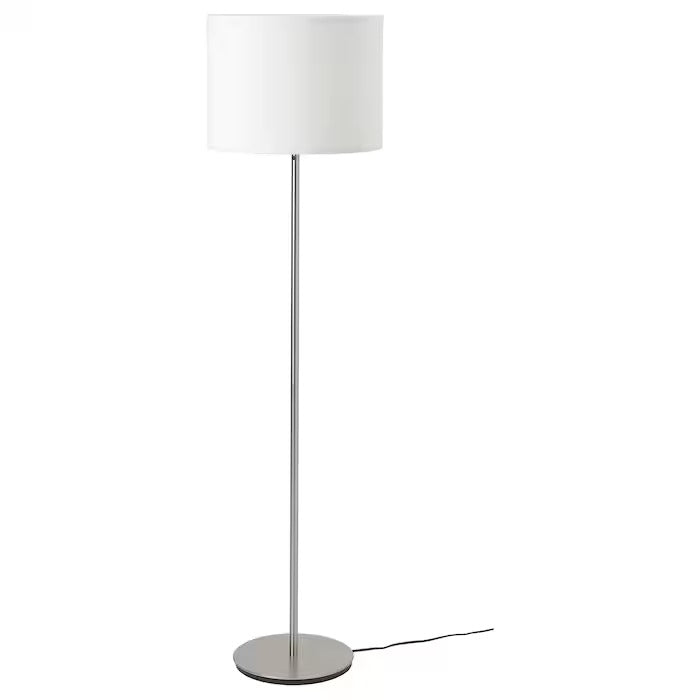 IKEA RINGSTA / SKAFTET Floor lamp, white/nickel-plated | IKEA Floor Lamps | Eachdaykart