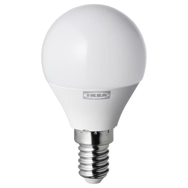 IKEA RYET LED bulb E14 400 lumen, globe opal white | IKEA LED bulbs | Eachdaykart