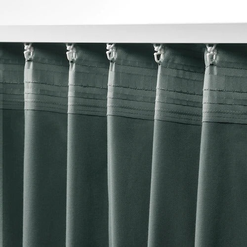 IKEA SANELA Room darkening curtains, 1 pair, grey-green | IKEA Room darkening curtains | IKEA Curtains | Eachdaykart