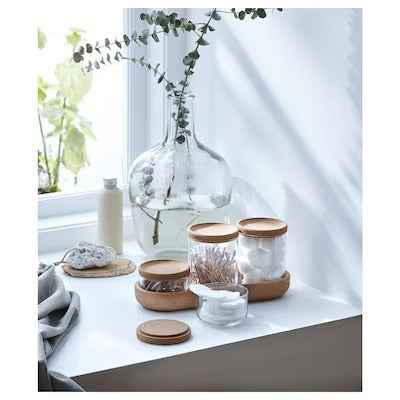 IKEA SAXBORGA Jar with lid and tray, set of 5, glass cork | IKEA Bathroom boxes & baskets | IKEA Storage boxes & baskets | IKEA Small storage & organisers | Eachdaykart