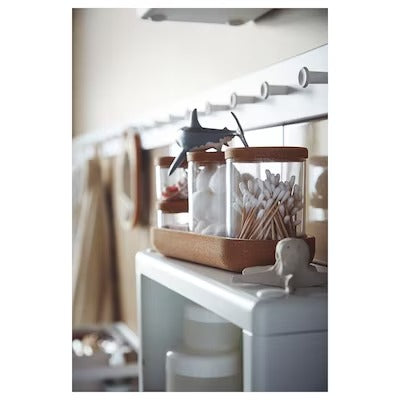 IKEA SAXBORGA Jar with lid and tray, set of 5, glass cork | IKEA Bathroom boxes & baskets | IKEA Storage boxes & baskets | IKEA Small storage & organisers | Eachdaykart