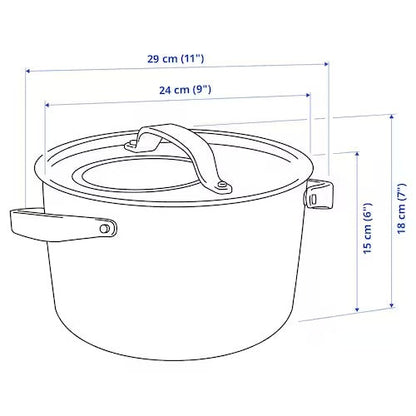 IKEA SENSUELL Pot with lid, stainless steel/grey | IKEA Pots & sauce pans | Eachdaykart