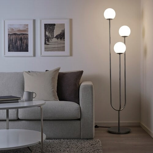 IKEA SIMRISHAMN Floor lamp, chrome-plated/opal white glass | IKEA Floor Lamps | Eachdaykart