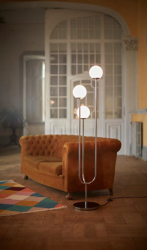 IKEA SIMRISHAMN Floor lamp, chrome-plated/opal white glass | IKEA Floor Lamps | Eachdaykart