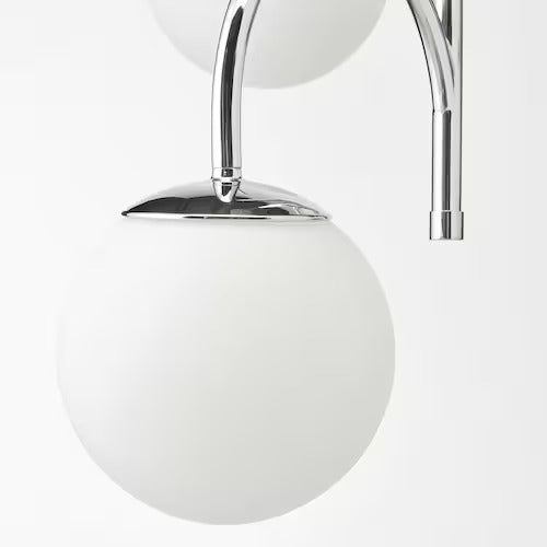 IKEA SIMRISHAMN Pendant lamp, 3-armed, chrome-plated/opal white glass | IKEA ceiling lights | Eachdaykart