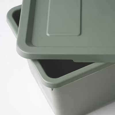 IKEA SOCKERBIT Storage box with lid, grey-green | IKEA Paper & media boxes | IKEA Storage boxes & baskets | IKEA Small storage & organisers | Eachdaykart