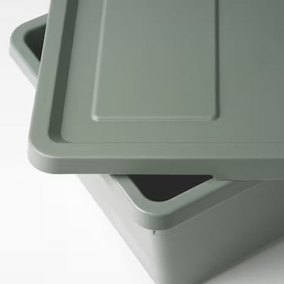 IKEA SOCKERBIT Storage box with lid, grey-green | IKEA Paper & media boxes | IKEA Storage boxes & baskets | IKEA Small storage & organisers | Eachdaykart