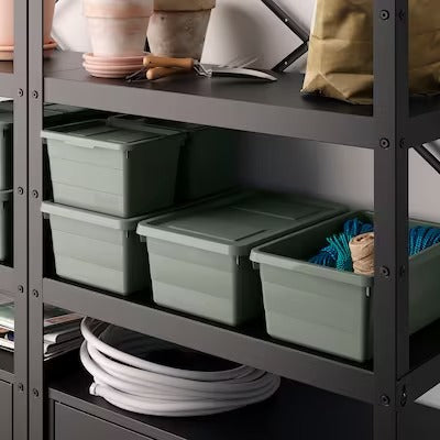 IKEA SOCKERBIT Storage box with lid, grey-green | IKEA Paper & media boxes | IKEA Storage boxes & baskets | IKEA Small storage & organisers | Eachdaykart