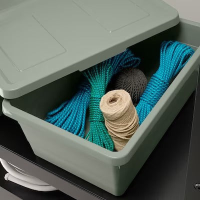 IKEA SOCKERBIT Storage box with lid, grey-green | IKEA Paper & media boxes | IKEA Storage boxes & baskets | IKEA Small storage & organisers | Eachdaykart