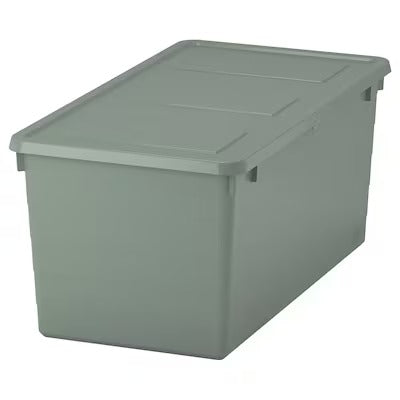 IKEA SOCKERBIT Storage box with lid, grey-green | IKEA Paper & media boxes | IKEA Storage boxes & baskets | IKEA Small storage & organisers | Eachdaykart