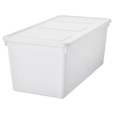 IKEA SOCKERBIT Storage box with lid, white | IKEA Paper & media boxes | IKEA Storage boxes & baskets | IKEA Small storage & organisers | Eachdaykart